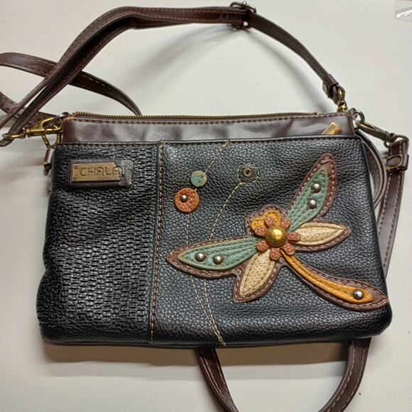 CHALA Brown Crossbody Purse Whimsical Dragonfly Boho Bag - Picture 2 of 10
